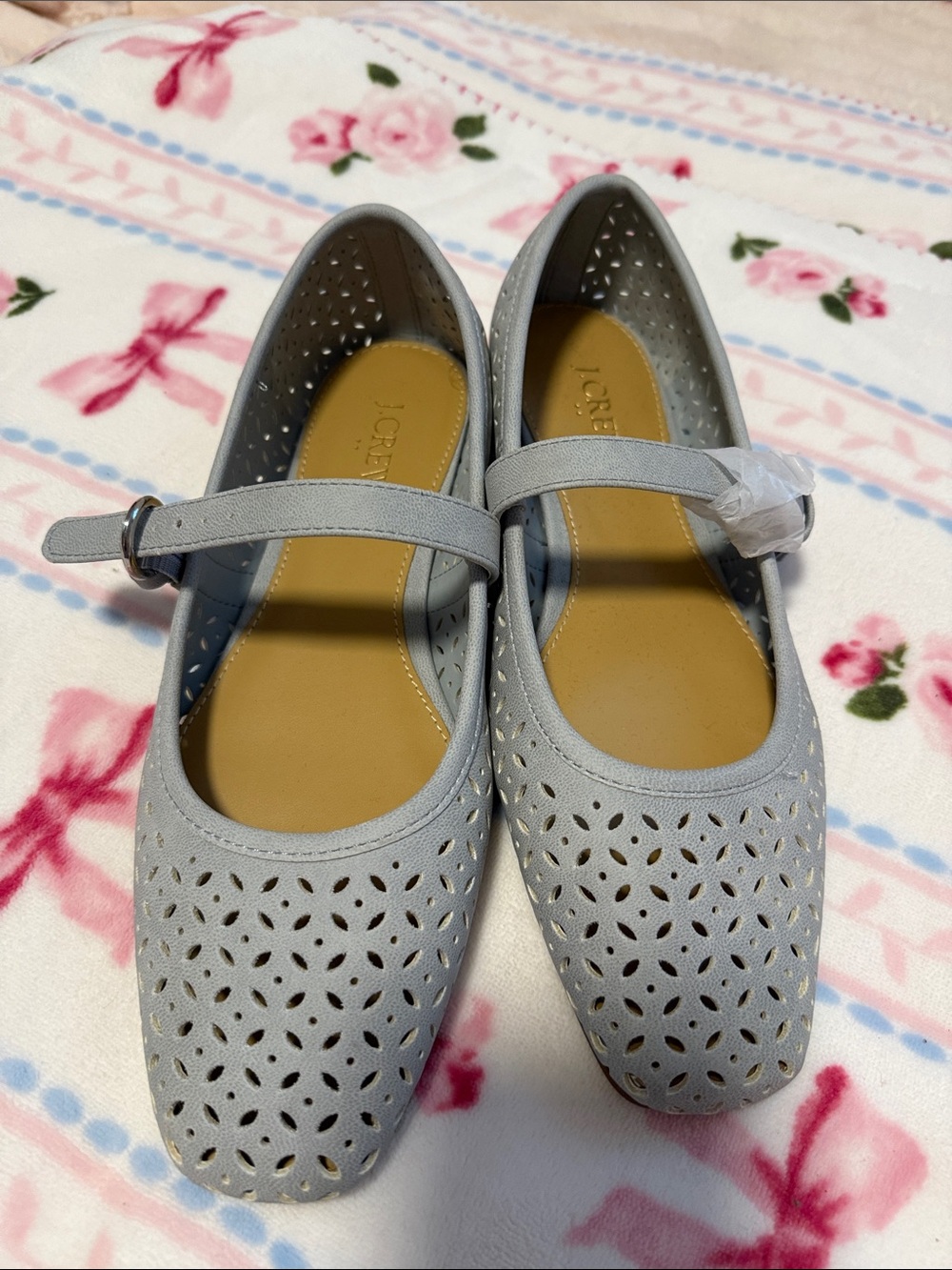 J.Crew Light Gray Perforated Mary Jane Flats